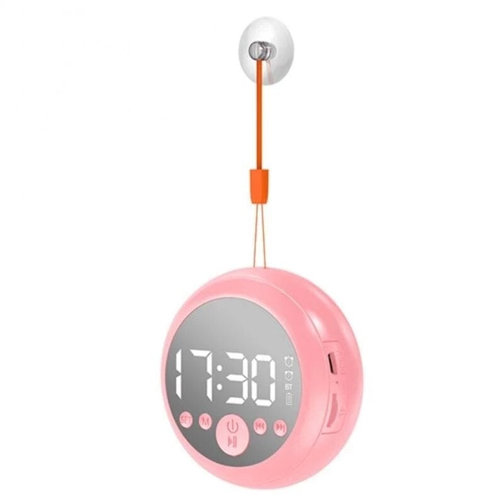 Bluetooth 5.0 Speaker Mirror Dual Alarm Clock HIFI Stereo Mini Round Shape Subwoofer Support FM Radio TF Card Image 3