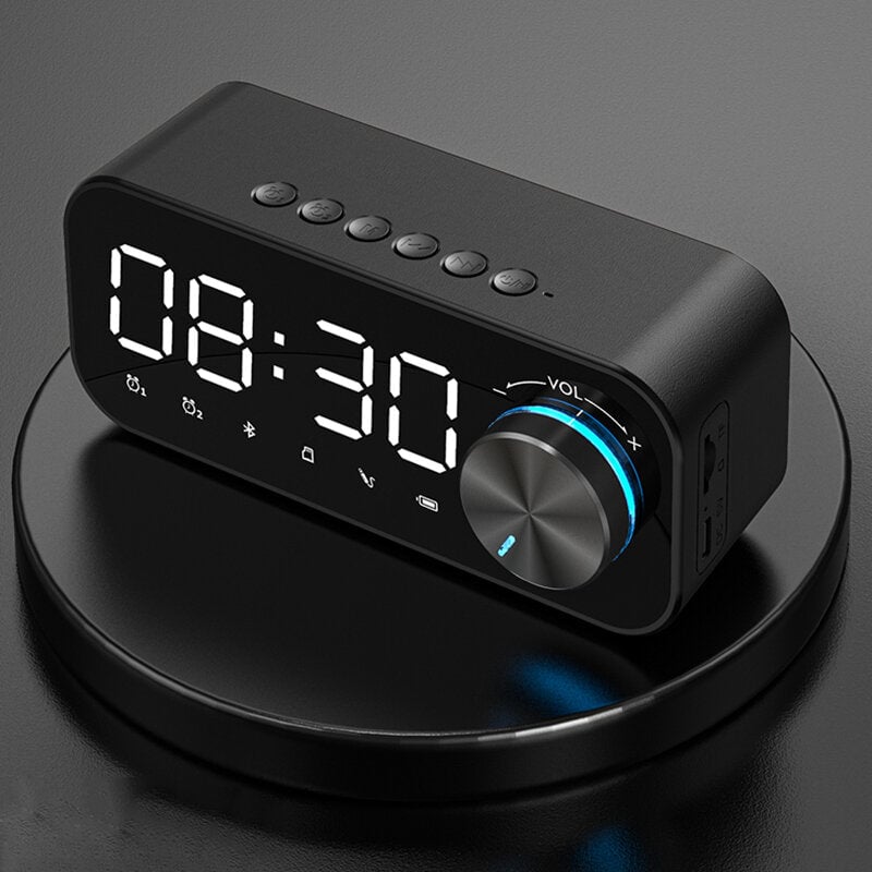 Bluetooth 5.0 Speaker Alarm Clock Night Light Multiple Play Modes LED Display 360 Surround Stereo Sound 1800mAh Battery Image 1