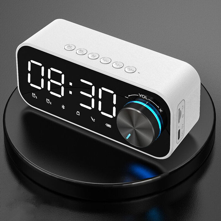 Bluetooth 5.0 Speaker Alarm Clock Night Light Multiple Play Modes LED Display 360 Surround Stereo Sound 1800mAh Battery Image 1