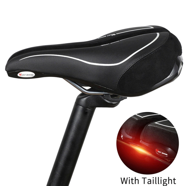 Bicycle Saddle With Taillight Cycling Cushion Shockproof Breathable Bike Rear Light Image 6
