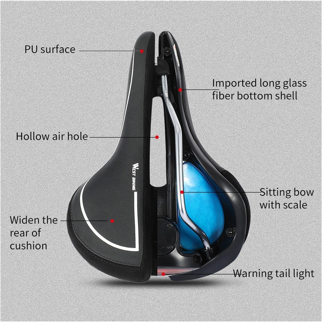 Bicycle Saddle With Taillight Cycling Cushion Shockproof Breathable Bike Rear Light Image 12