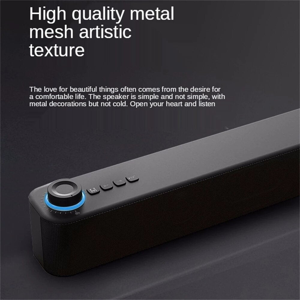 Bluetooth 5.0 Speaker Wireless Soundbar 10W Double Horn HiFi Bass Surround Sound Speaker Built-in Microphone Image 4