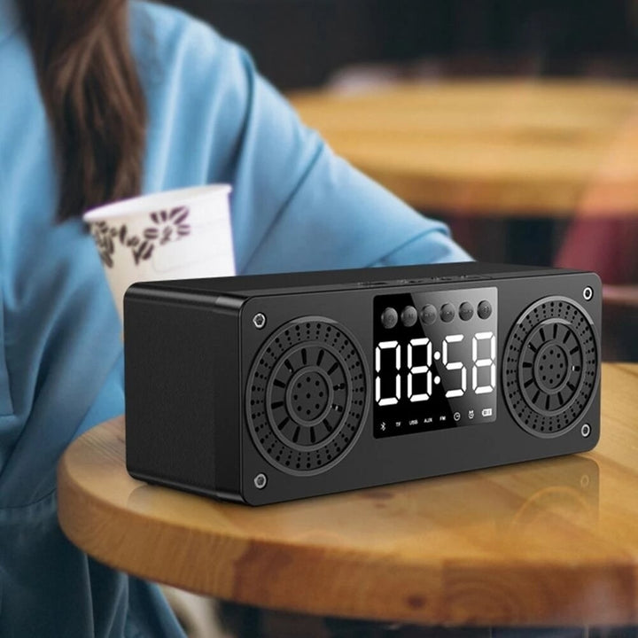 Bluetooth 5.0 Speaker Wireless Speaker LED Alarm Clock Music Player TF Card FM Radio Speaker Image 3