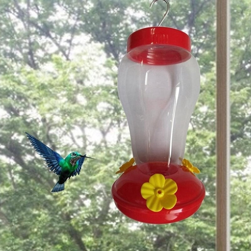 Bird Water Feeder Bottle Hanging Hummingbird Feeder Garden Outdoor Plastic Flower Iron Hook Bird Feeder For Image 3