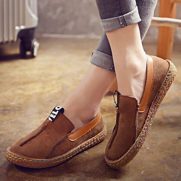 Big Size Women Casual Round Toe Soft Sole Shoe Pure Color Flat Loafers Image 6