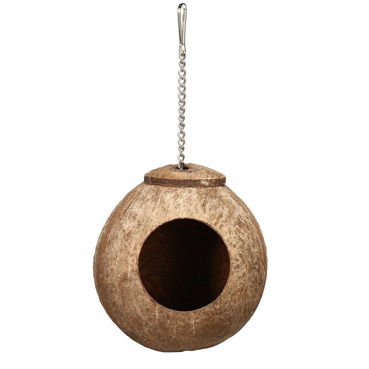 Bird Nest Natural Coconut Shell Bird Nest Parakeet House Hut Parrot Cage Pet Toys Feeder Feeding Cages Image 1