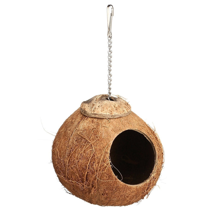 Bird Nest Natural Coconut Shell Bird Nest Parakeet House Hut Parrot Cage Pet Toys Feeder Feeding Cages Image 1