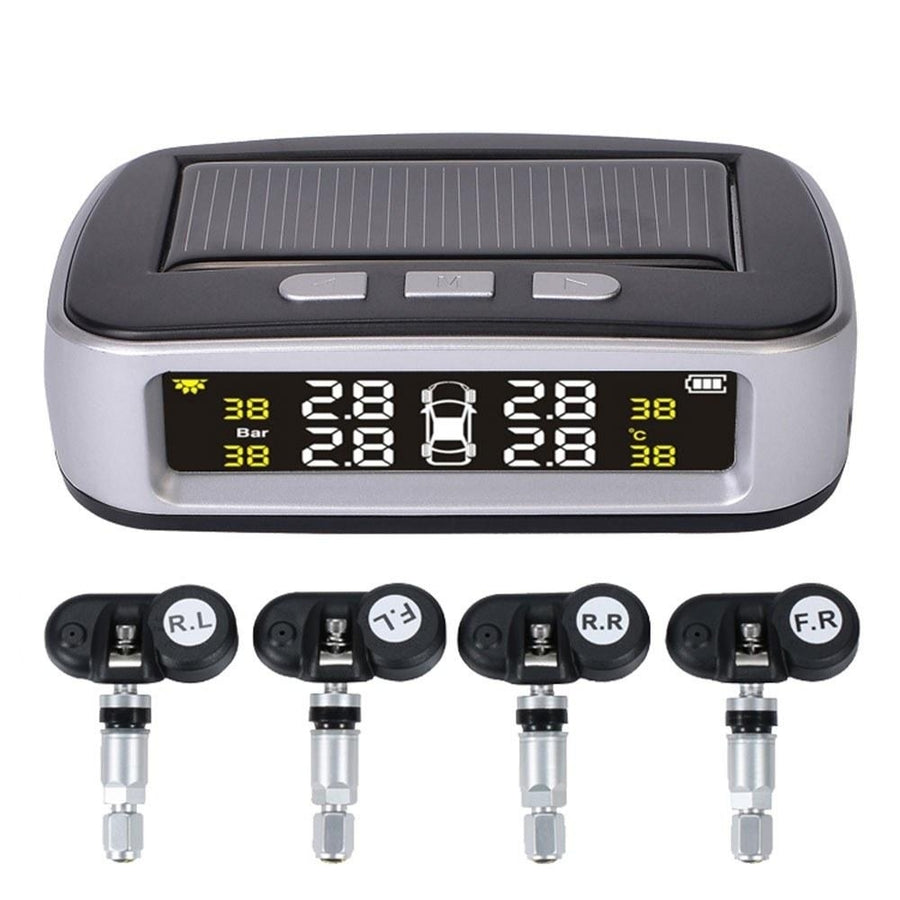 Car TPMS Tire Pressure Digital Solar Energy Monitoring System Auto Security with 4 Internal Sensors Image 1