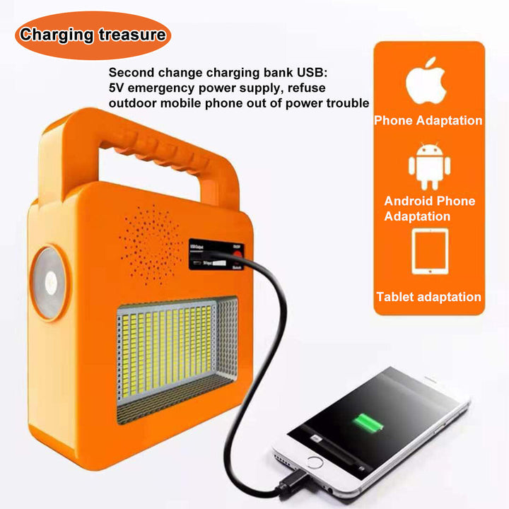 Bluetooth Speaker Strong Light LED Solar Rechargeable Light Emergency Power Bank 6000mA Image 4