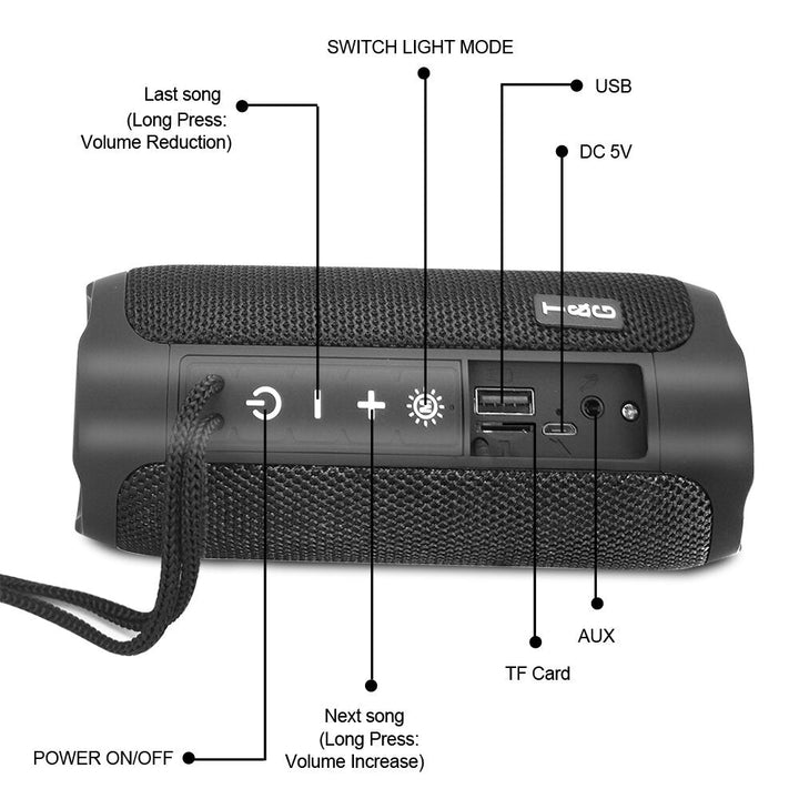 Bluetooth Speaker Wireless Speakers LED Lights TF Card AUX Portable Outdoor Speaker with Mic Image 4