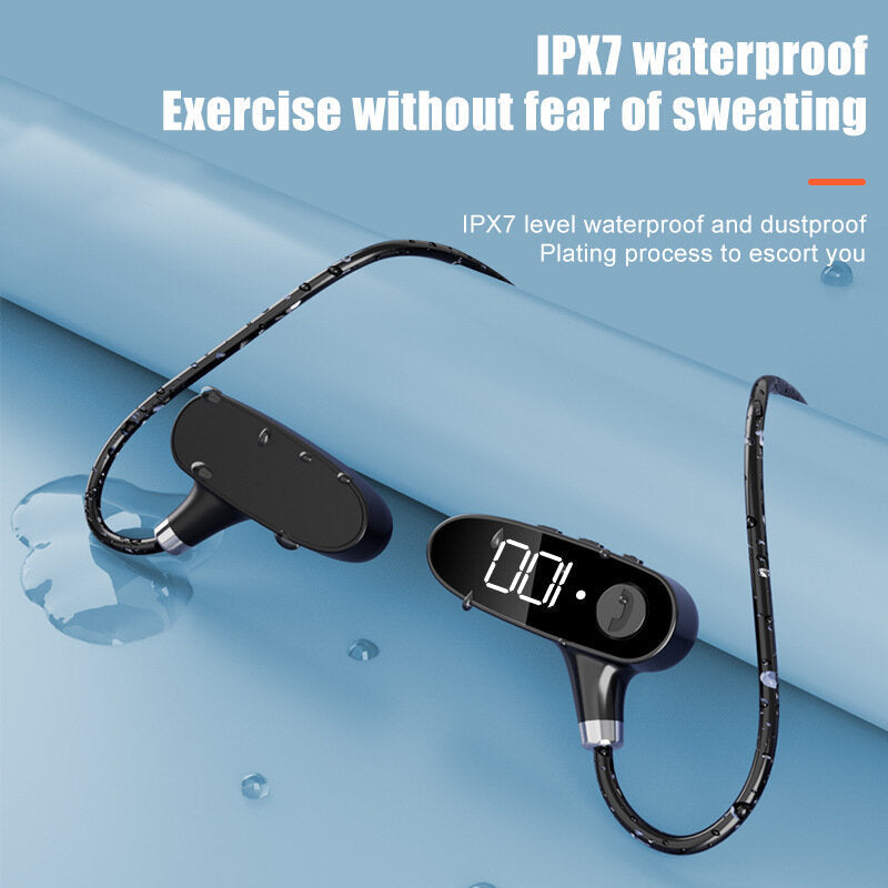 Bone Conduction bluetooth 5.2 Headphones Led Display Neckband Ear Hook Noise Reduction IPX7 Waterproof Fitness Sport Image 3