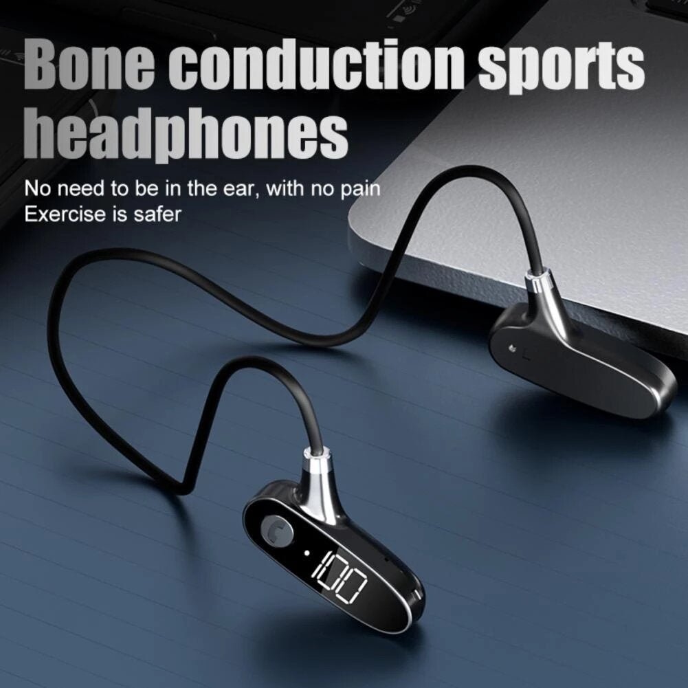 Bone Conduction bluetooth 5.2 Headphones Led Display Neckband Ear Hook Noise Reduction IPX7 Waterproof Fitness Sport Image 4