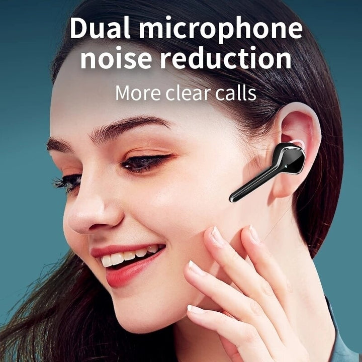 bluetooth Headset Business Earphone with Charging Case Active Noise Cancelling Headphones Image 2