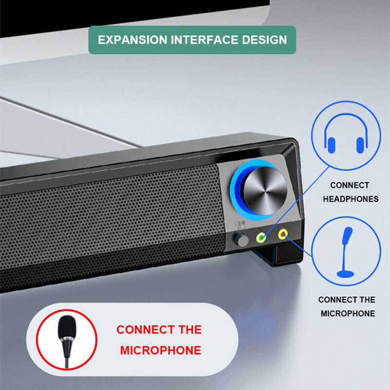 Bluetooth Soundbar TV Bar Computer 2.1 Channel Bass Subwoofer AUX Wired Wireless bluetooth PC Home Theater System Image 3