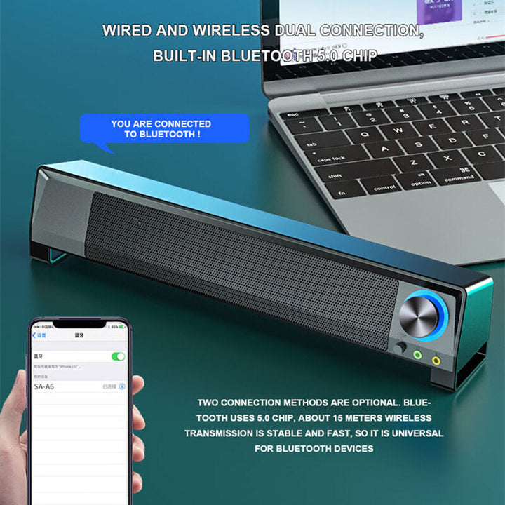 Bluetooth Soundbar TV Bar Computer 2.1 Channel Bass Subwoofer AUX Wired Wireless bluetooth PC Home Theater System Image 4