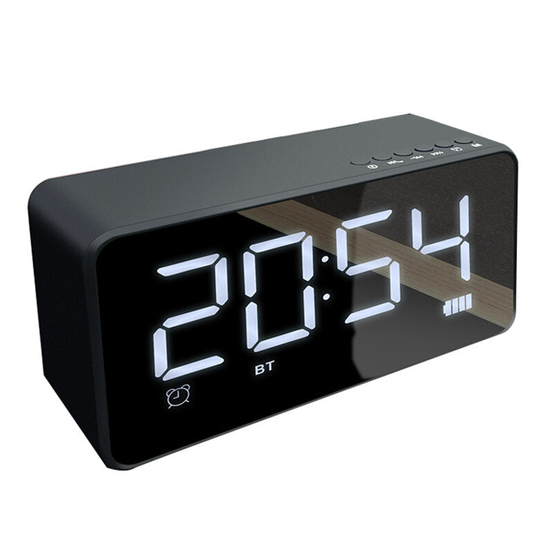 Bluetooth Speaker Alarm Clock Mirror LED Digital FM Radio TF AUX Desktop Wireless Speaker with Mic Image 6
