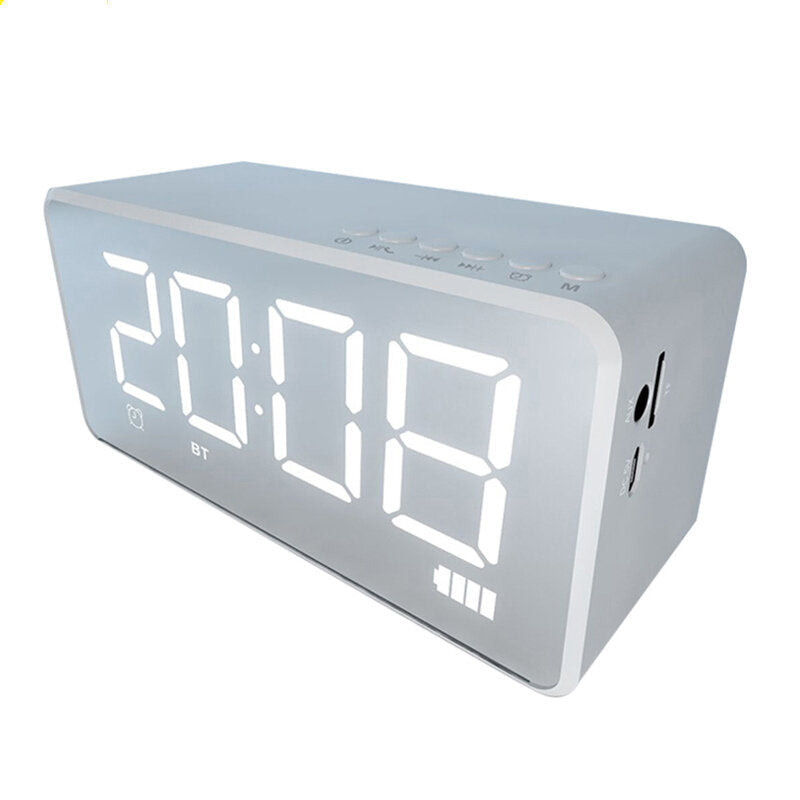 Bluetooth Speaker Alarm Clock Mirror LED Digital FM Radio TF AUX Desktop Wireless Speaker with Mic Image 7