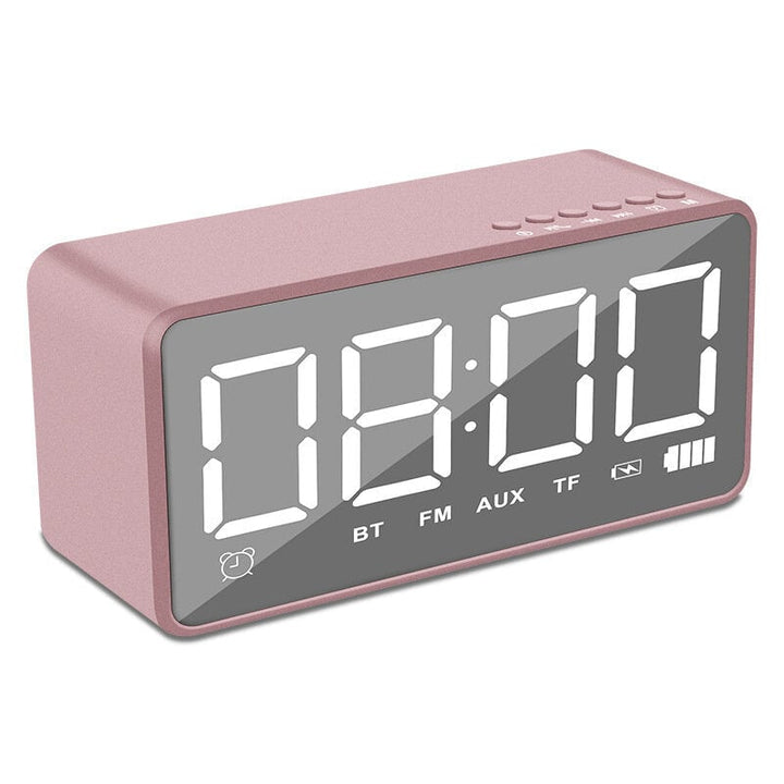 Bluetooth Speaker Alarm Clock Mirror LED Digital FM Radio TF AUX Desktop Wireless Speaker with Mic Image 8