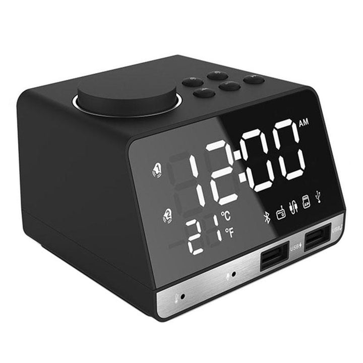 Bluetooth Speaker Alarm Clock USB Charging for Phone Portable FM Radio Subwoofer Image 9