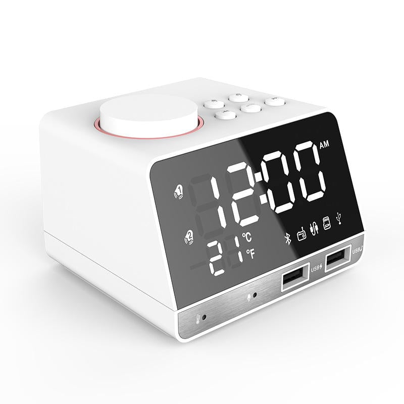 Bluetooth Speaker Alarm Clock USB Charging for Phone Portable FM Radio Subwoofer Image 1