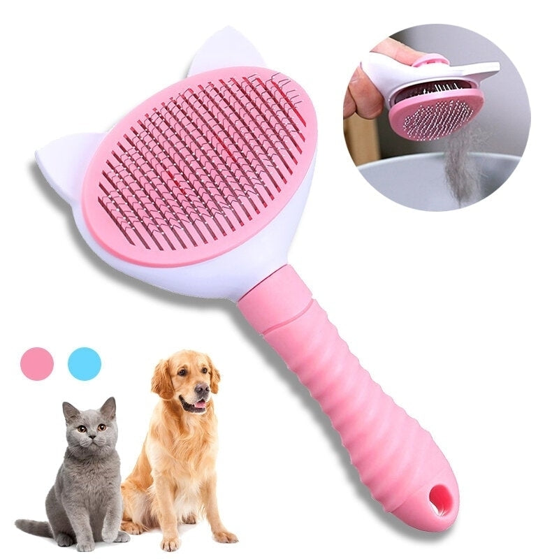 Button Pet Hair Removal Comb Stainless Steel Pet Needle Comb Floating Pet Cleaning Supplies Image 1