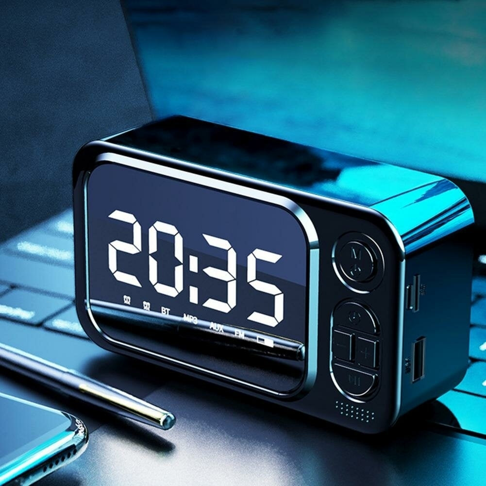 Bluetooth Speaker Portable Wireless Speaker Creative LED Alarm Clock Outdoor TF Card Speaker Mini Desktop Clock Speaker Image 3