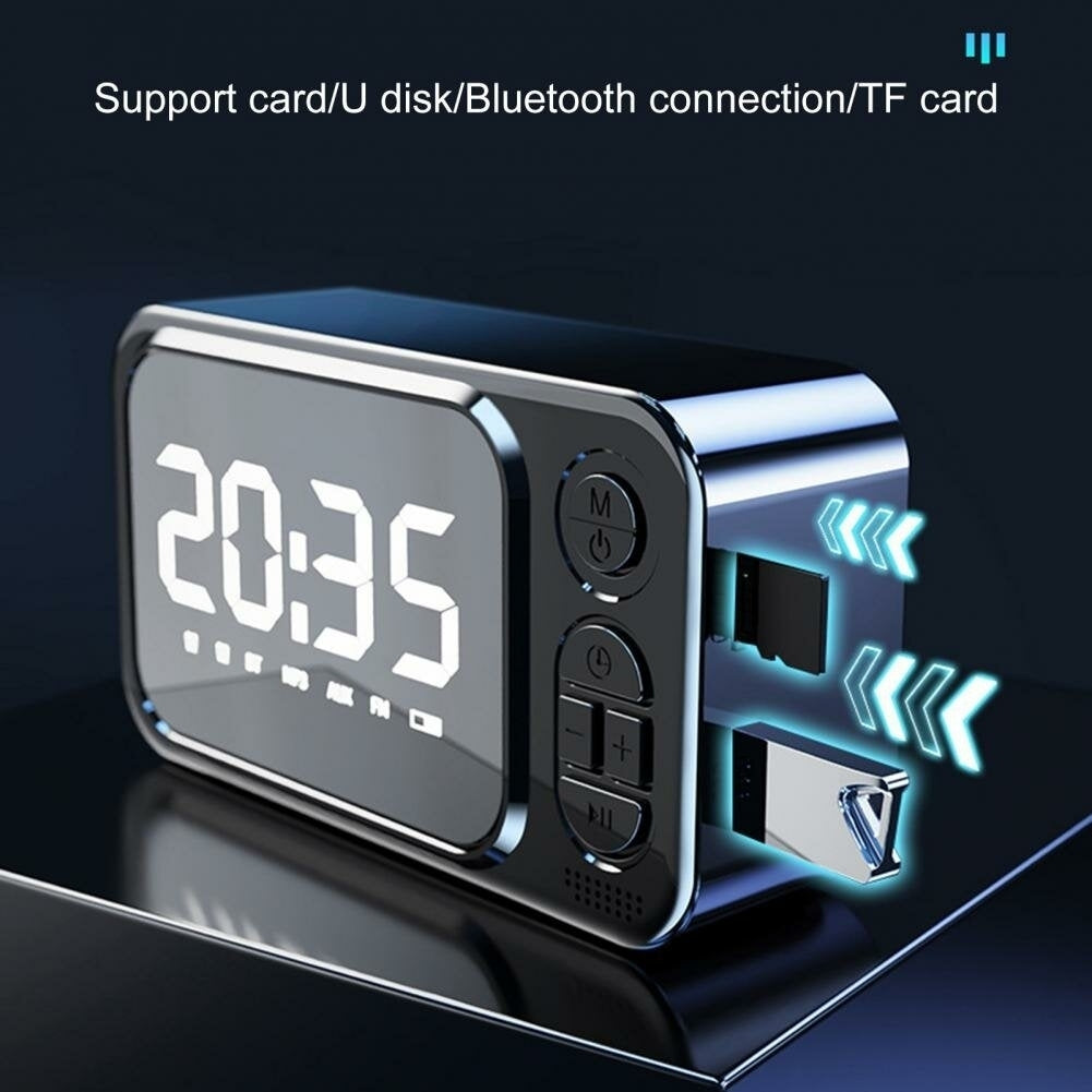 Bluetooth Speaker Portable Wireless Speaker Creative LED Alarm Clock Outdoor TF Card Speaker Mini Desktop Clock Speaker Image 4