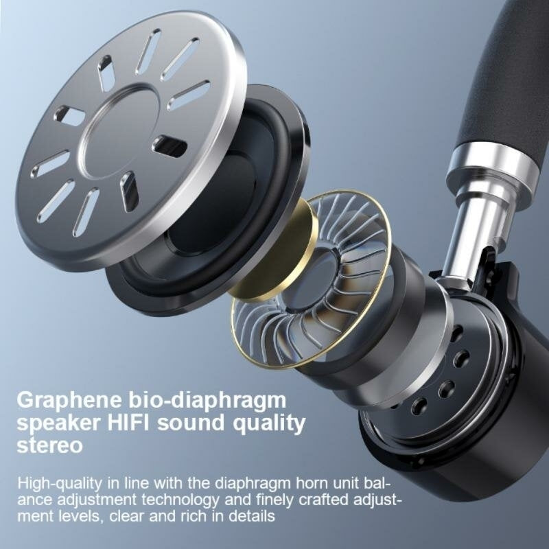 Bluetooth Headset BT5.2 Wireless Headphone Long Life HiFi Stereo Powerful Bass Low latency Earphone with Mic Image 3