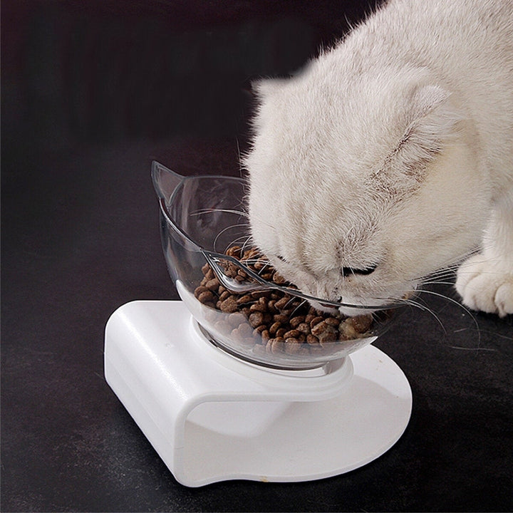 Cat Face Shape Pet Bowl Durable Safe Non-toxic Pet Bowl Oblique Bowl Image 2