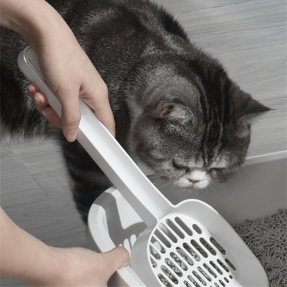 Cat Litter Scoop E*tended Handle Large Small Apertures Cat Litter Scoop with Hook Design for Cat Litter Cleaning Image 4