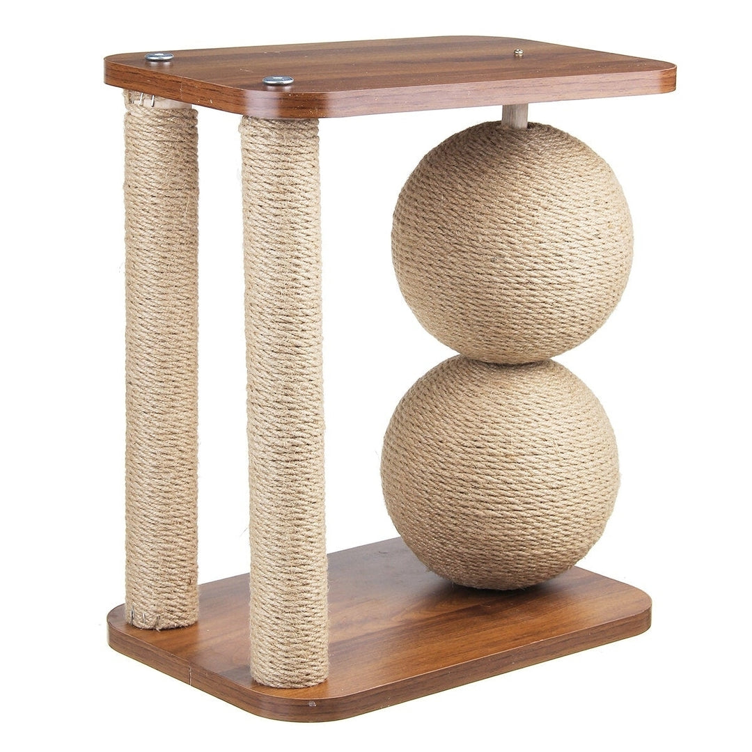 Cat Toy Wooden Bottom Plate Circular Grinding Claw Ball Cat Toy Climbing Frame Cat Toy With Sisal Ball Image 1