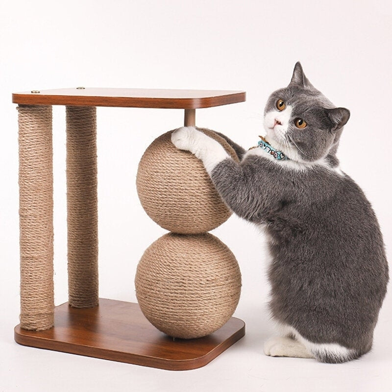 Cat Toy Wooden Bottom Plate Circular Grinding Claw Ball Cat Toy Climbing Frame Cat Toy With Sisal Ball Image 2