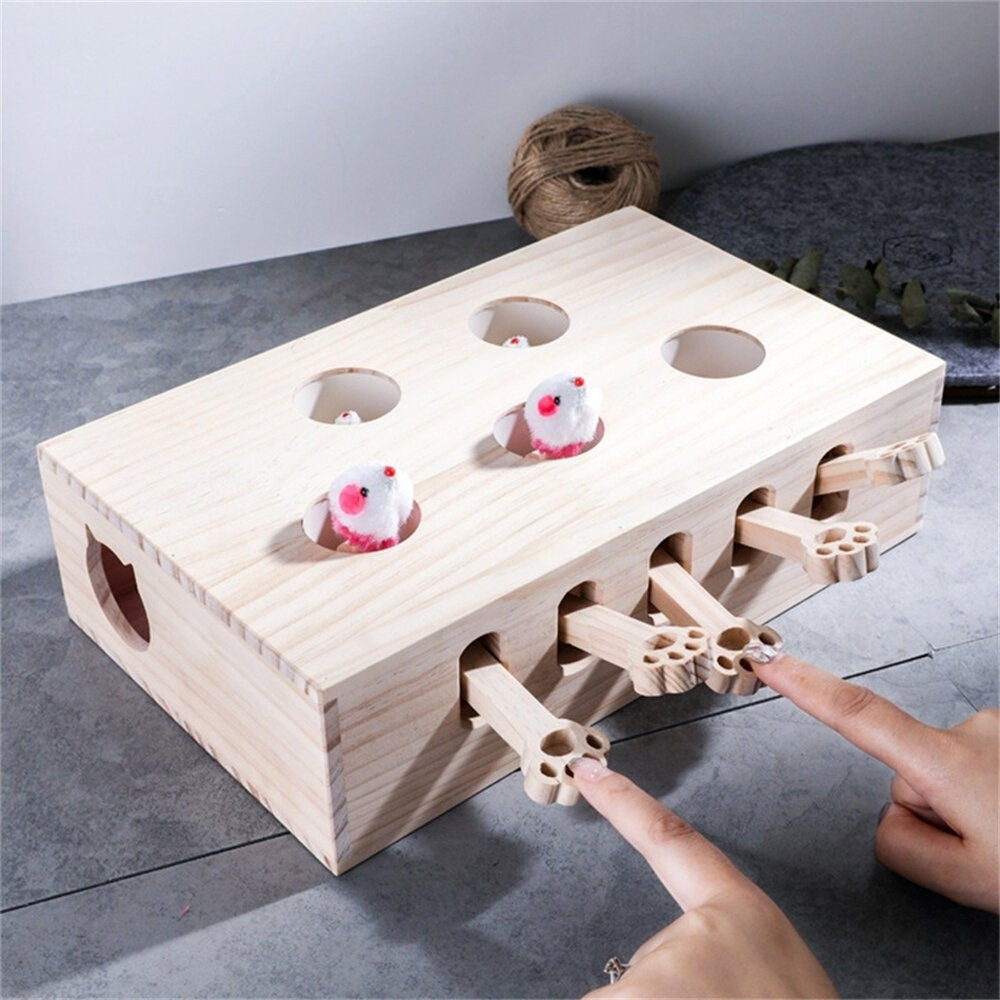 Cat Toys Hamster Machine Funny Cat Toy Solid Wood Pet Supplies Whac-A-Mole Mouse Image 2