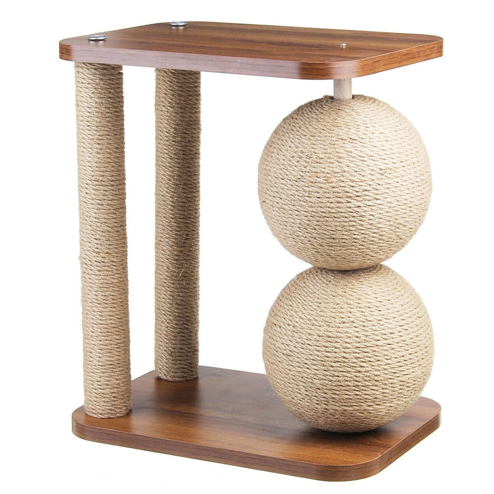 Cat Toy Wooden Bottom Plate Circular Grinding Claw Ball Cat Toy Climbing Frame Cat Toy With Sisal Ball Image 3