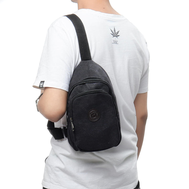 Canvas Chest Bag Multi-Function Men Crossbody Bag Shoulder Bag Leisure Travel Image 3
