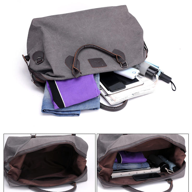 Canvas Travel Bag Outdoor Men Casual Fashion Handbag Large Capacity Multi-functional Bag Image 4