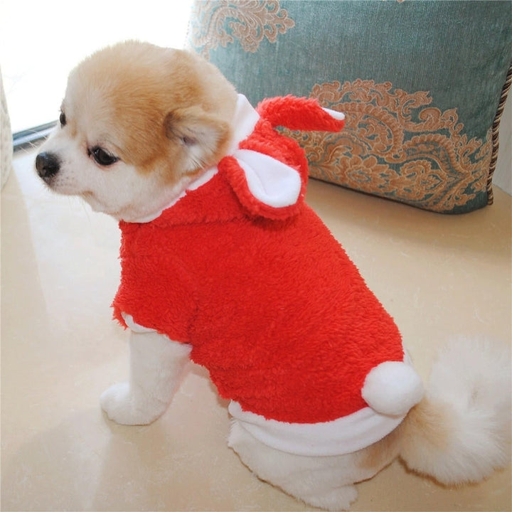Christmas Pet Clothes Fashion Cute Rabbit Plush Dog Apparel Pet Hoodie Costume Winter Clothing Image 2