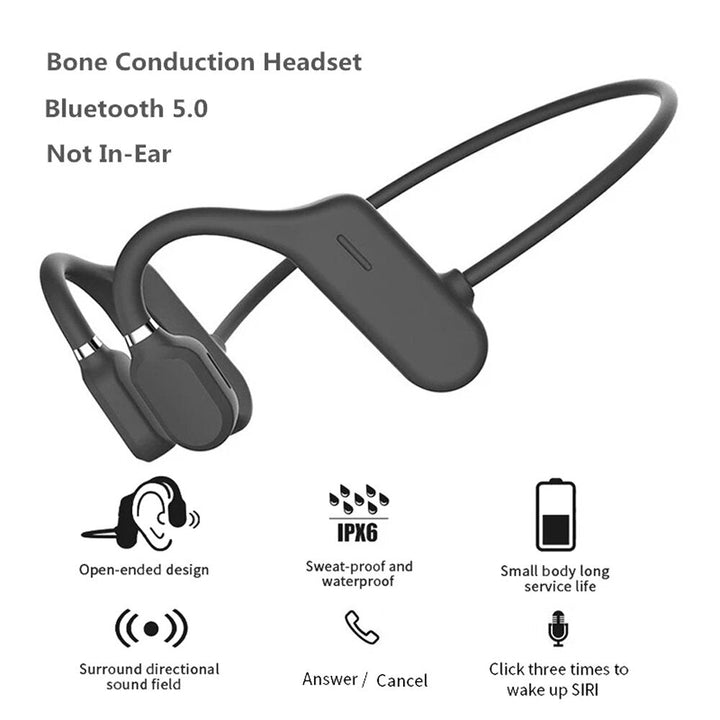 Bone Conduction Sports bluetooth Wireless Headphone 6D Handsfree Driving Neckband IPX6 Waterproof Earphone with Mic Image 2