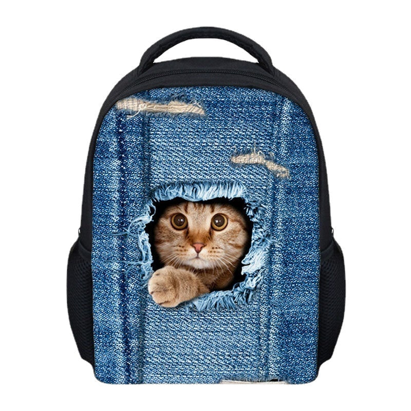 child unisex 3d animal creative cartoon cute cat print outdoor backpack schoolbag Image 1