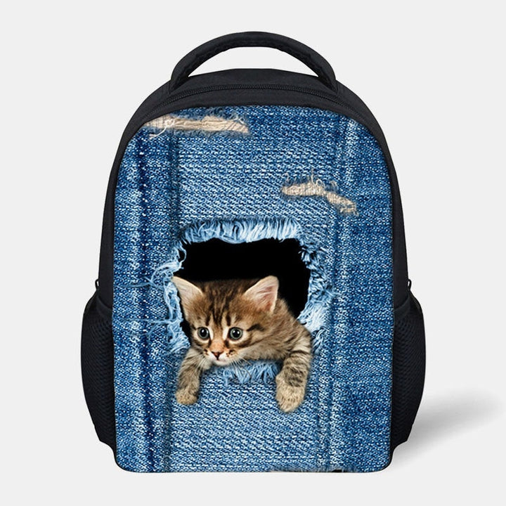 child unisex 3d animal creative cartoon cute cat print outdoor backpack schoolbag Image 1