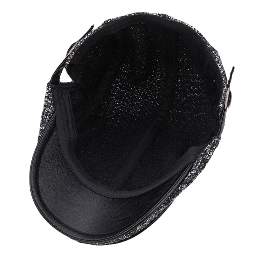 Collrown Men Knit Casual Outdoor Padded Warm Visor Forward Hat Beret Hat Image 7