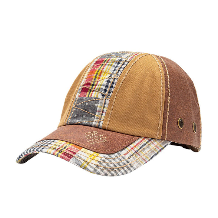 Collrown Unisex Patchwork Lattice Pattern Fashion Young Sunshade Baseball Hat Image 1