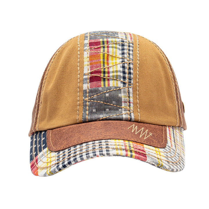 Collrown Unisex Patchwork Lattice Pattern Fashion Young Sunshade Baseball Hat Image 3