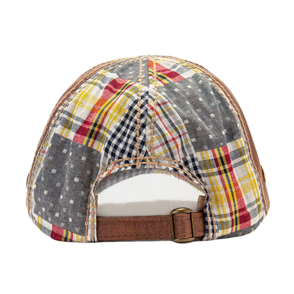 Collrown Unisex Patchwork Lattice Pattern Fashion Young Sunshade Baseball Hat Image 4