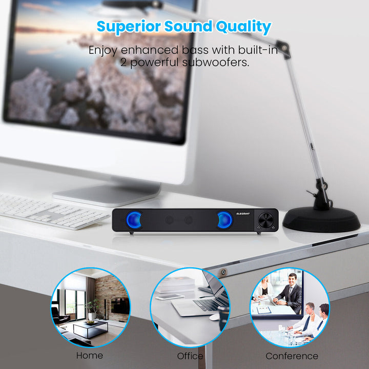 Computer Speakers Wired Computer Sound Bar Stereo USB Powered Mini Soundbar Speakers for PC Tablets Laptop Desktop Image 8