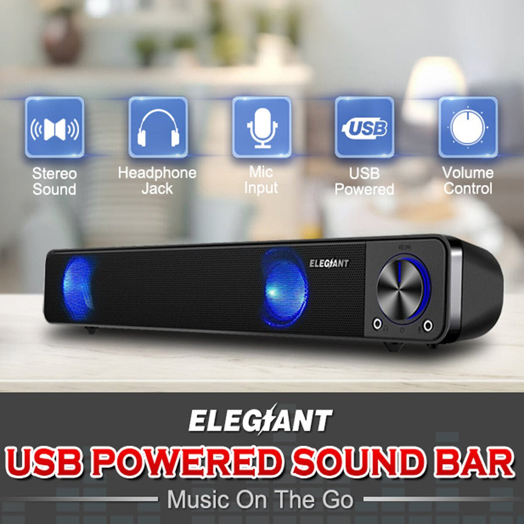 Computer Speakers Wired Computer Sound Bar Stereo USB Powered Mini Soundbar Speakers for PC Tablets Laptop Desktop Image 9