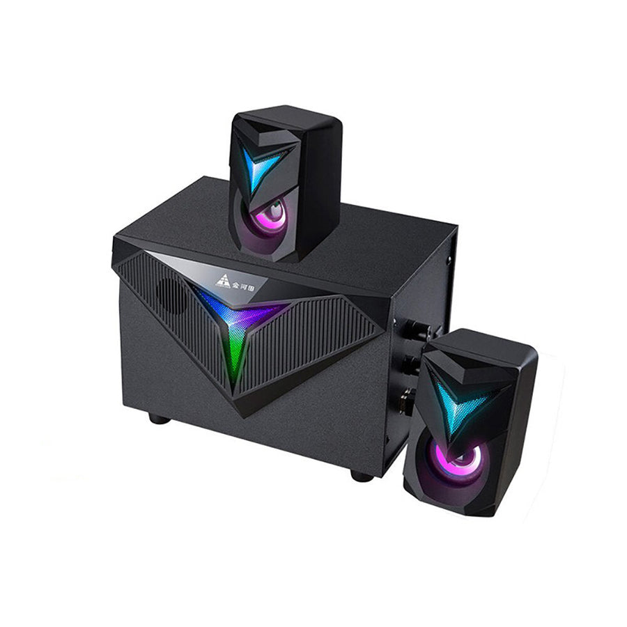 Computer Speaker Wired + bluetooth Subwoofer BT5.0 4D Surround Sound Colorful Lights 4inch Woofer Unit for PC Laptop Image 1