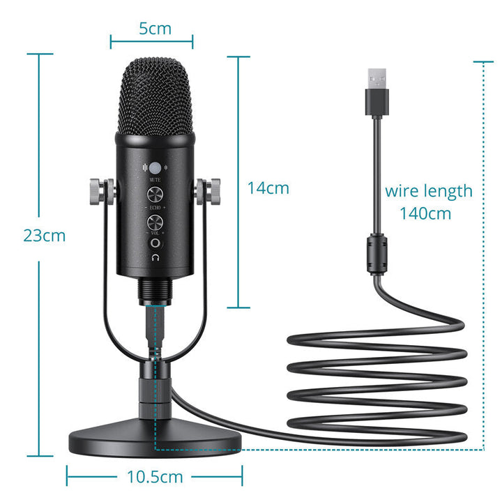 Condenser Microphone HIFI DSP Noise Reduction Reverberation Adjustable Built-In Sound Card USB Wired for YouTube Image 4