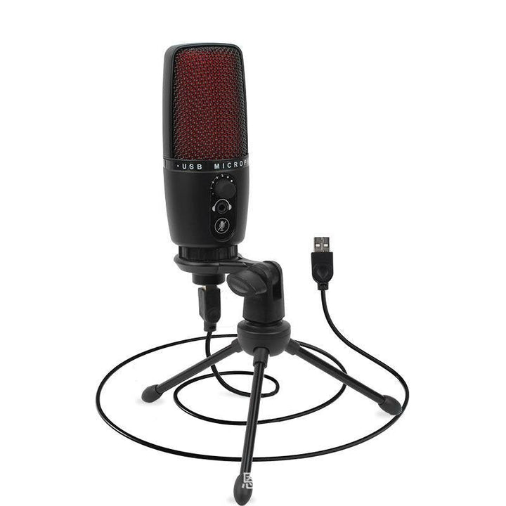 condenser studio microphone stereo recording with volume control real silent key led status display Image 1