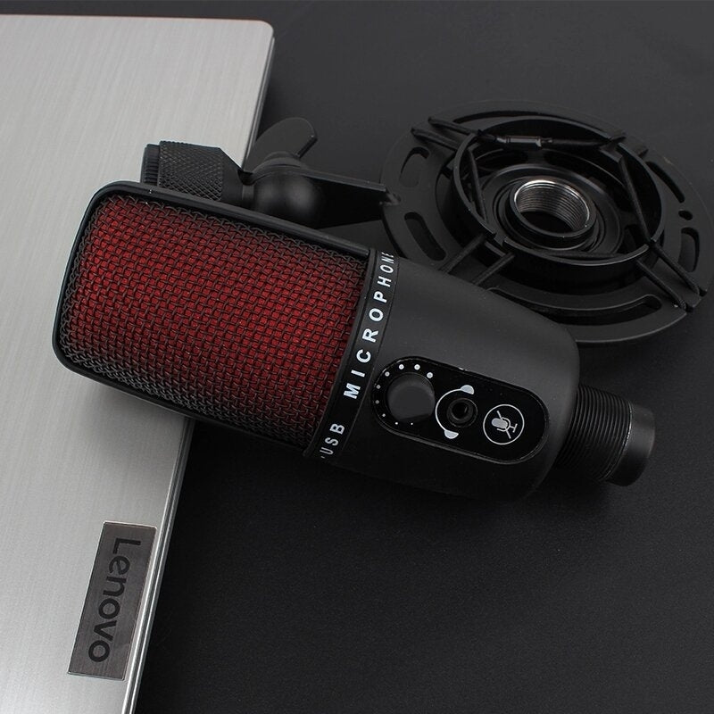 condenser studio microphone stereo recording with volume control real silent key led status display Image 4
